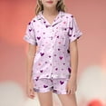 thumbnail image 2 of REDARER Kids Heart Print Pajama Set - 2-Piece Short Sleeve Shorts PJS, Soft Cotton Sleepwear for Boys & Girls,Size for 4-5 Years, 2 of 4