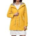 thumbnail image 3 of WTOBBY Women Solid Rain Jacket Outdoor Waterproof Hooded Windproof with Zipper, 3-in-1 Design for Hiking Suit and Mountaineering,Yellow XL, 3 of 4