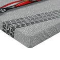 thumbnail image 2 of Ambesonne Emoji Fitted Sheet, Racer in a Car Wheel Stains, King Size, Grey and Vermilion, 2 of 3