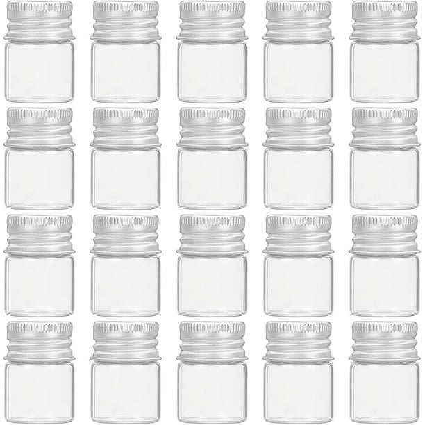 20 frascos de vidrio sellados de 5 ml con tapa de aluminio a rosca - Viales transparentes para muestras de líquidos, ideales para mensajes y deseos.