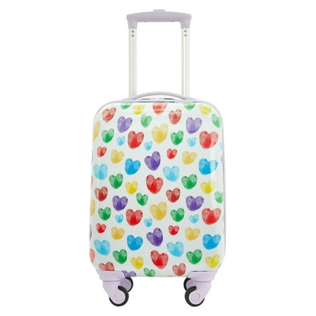 Travelers Club 5-Pc Kids Luggage Set With 360° 4-Wheel Spinner System, Thumbprint Heart