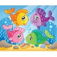 thumbnail image 2 of Viskova, Klara 31x26 Gold Ornate Wood Framed with Double Matting Museum Art Print Titled - Happy Fishes II, 2 of 4