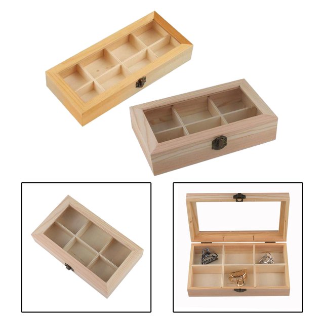 2x Caja De Almacenamiento De Bolsitas De Té De Madera Con Tapa De Cristal 22x13x5cm