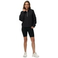thumbnail image 3 of Pdbokew Women's Waffle-Knit Hoodie Top with 1/2 Zip for Casual Wear Autumn Sweatshirt Black L, 3 of 9