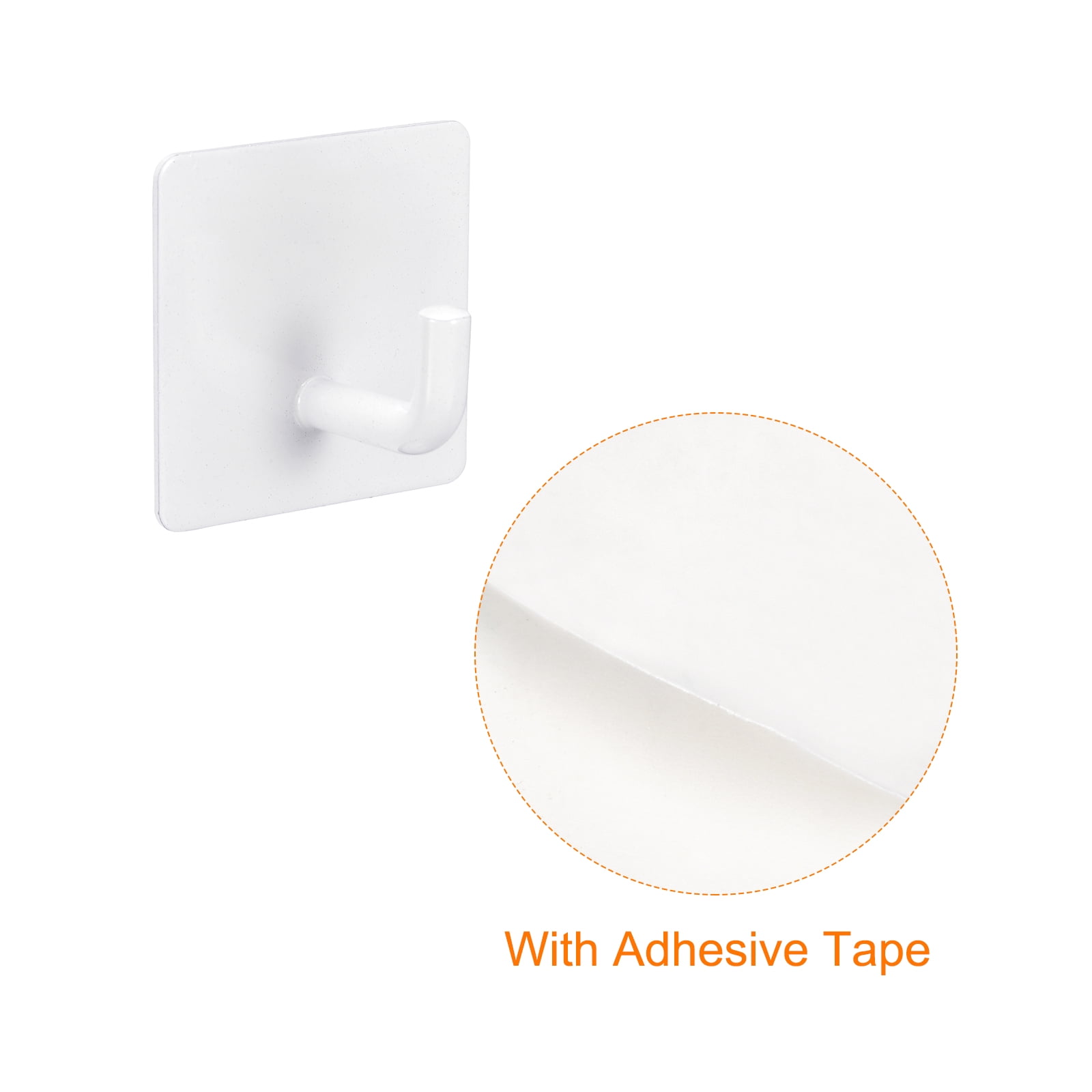Unique Bargains Self Adhesive Wall Hooks 304 Stainless Steel Sticky Hook Hanger White