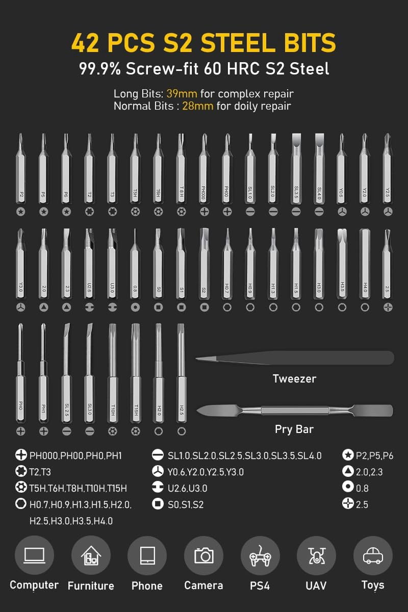 Banral Mini Electric Screwdriver Set,3.7V Precision Screwdriver Set 50 in 1 Magnetic Drill,OLED Display,5 Torque Settings,4 LED Lights, Portable Repair Tool Kit for Computer,Phone, Watch,Camer,Glasse