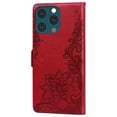 thumbnail image 2 of Nalacover Wallet For iPhone 13 Pro Max Case,Full Protection Embossed Lotus Pattern PU Leather Flip Kickstand Card Slots Shockproof Magnetic Cover with Wrist Strap.For iPhone 13 Pro Max,Red, 2 of 8