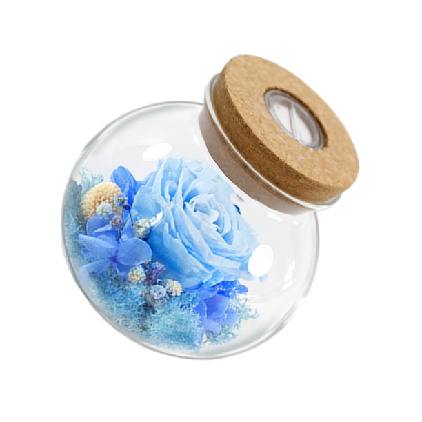 Botella de cristal de los deseos Billuyoard Flor eterna luminosa azul claro