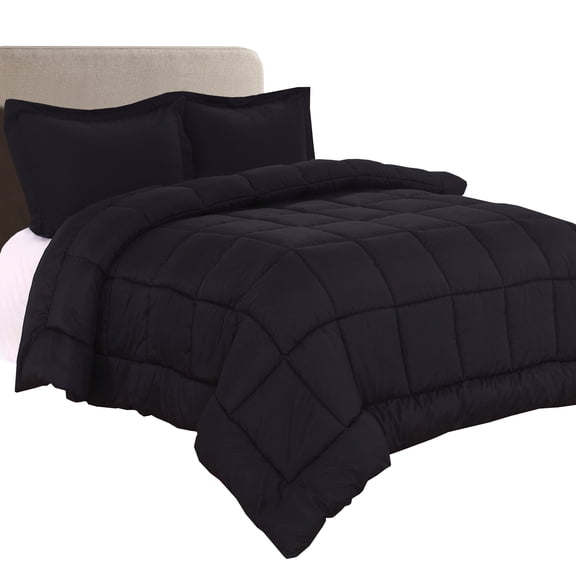 Double-Filled Comforter 0 HypoAllergenic, Full/Queen, Black