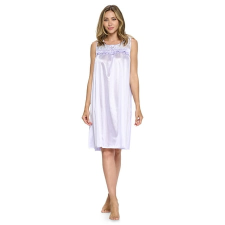 

Casual Nights Women s Tricot Sheer Lace Sleeveless Nightgown
