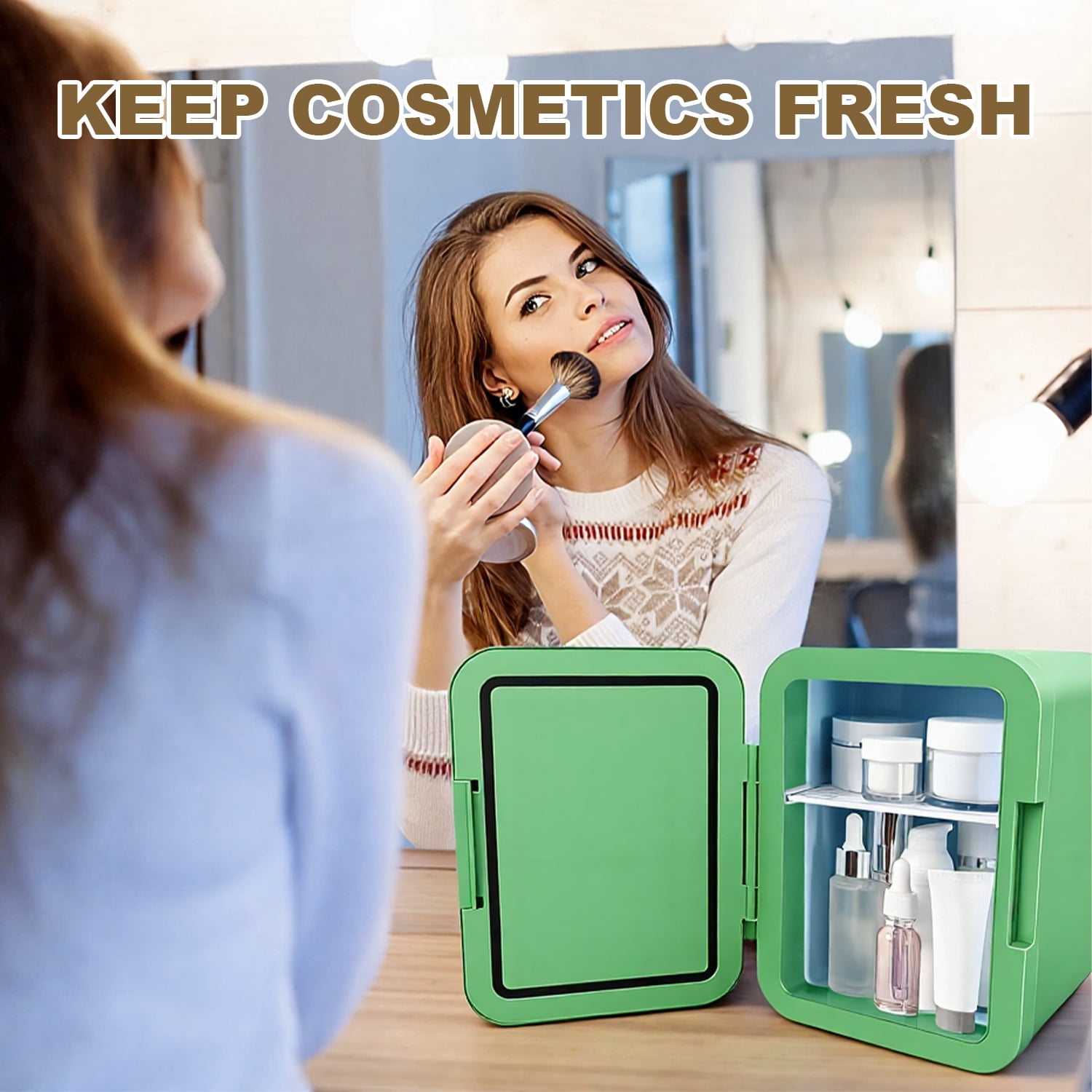 4L/6Can Mini Fridge, Retro Design ,Portable Skincare refrigerator, Small Cooler for Car & Home Use