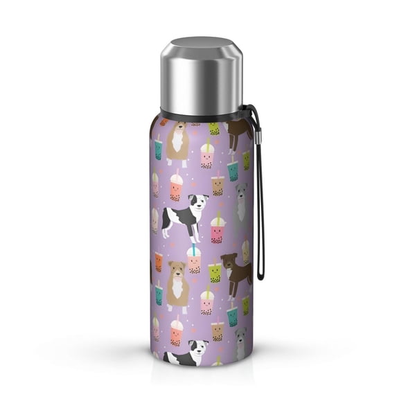 20 Oz Boxer Dog Pitbull Terriers Dog and Drinks Coffee Tumbler Double Wall Insulated Stainless Steel Water Bottle | Metal Reusable Thermoses Flask with Cup Cap | Leak & Sweat Proof with Anti-Dust Lid
