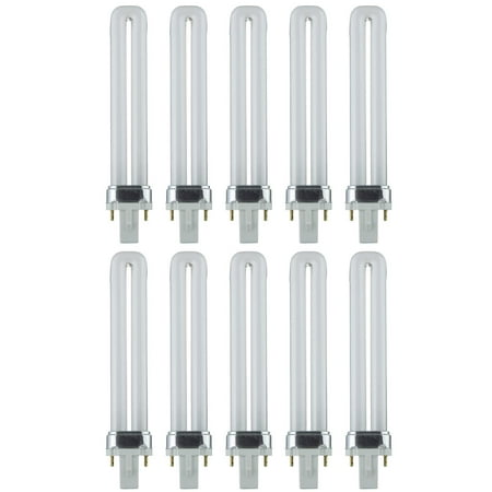 

Pack of 10 Sunlite 9W PL 2Pin Single UShaped Twin Tube G23 Plugin 3000K Warm White Bulb