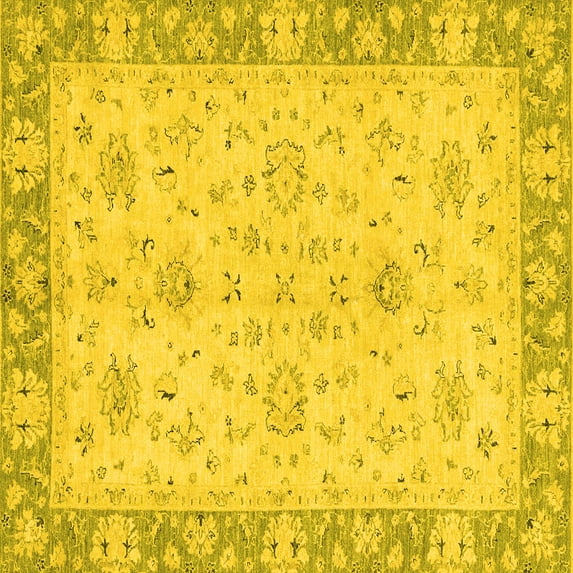 Ahgly Company Indoor Square Abstract Yellow Modern Area Rugs, 6' Square