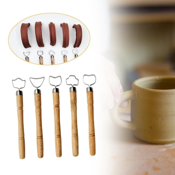 BLESIYA 5 Pieces Pottery Cup Handle Shape Tool Clay Sculpture Carving for Water Cups