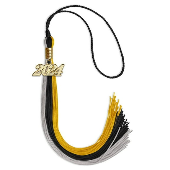 Endea Graduation Black/Grey/Gold Graduation Tassel with Gold Date Drop