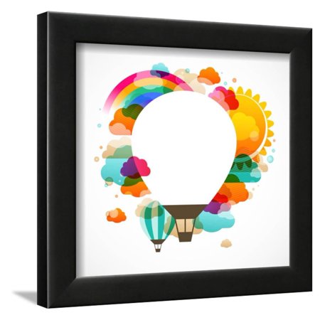 Hot Air Balloon, Colorful Abstract Vector Background Framed Print Wall Art By Marish