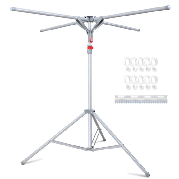 golytefs 51.18-70.87in Foldable Tripod Clothes Drying Rack Height-adjustable for Clothes