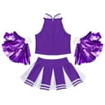 thumbnail image 7 of renvena Kids Girl's Cheer Leader Uniform Party Cheerleading Crop Top with Pleated Skirt Pompoms 6-16, 7 of 7