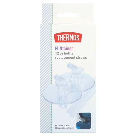 Thermos 12 OZ Funtainer Water Bottle Replacement Straws, 2 Pack
