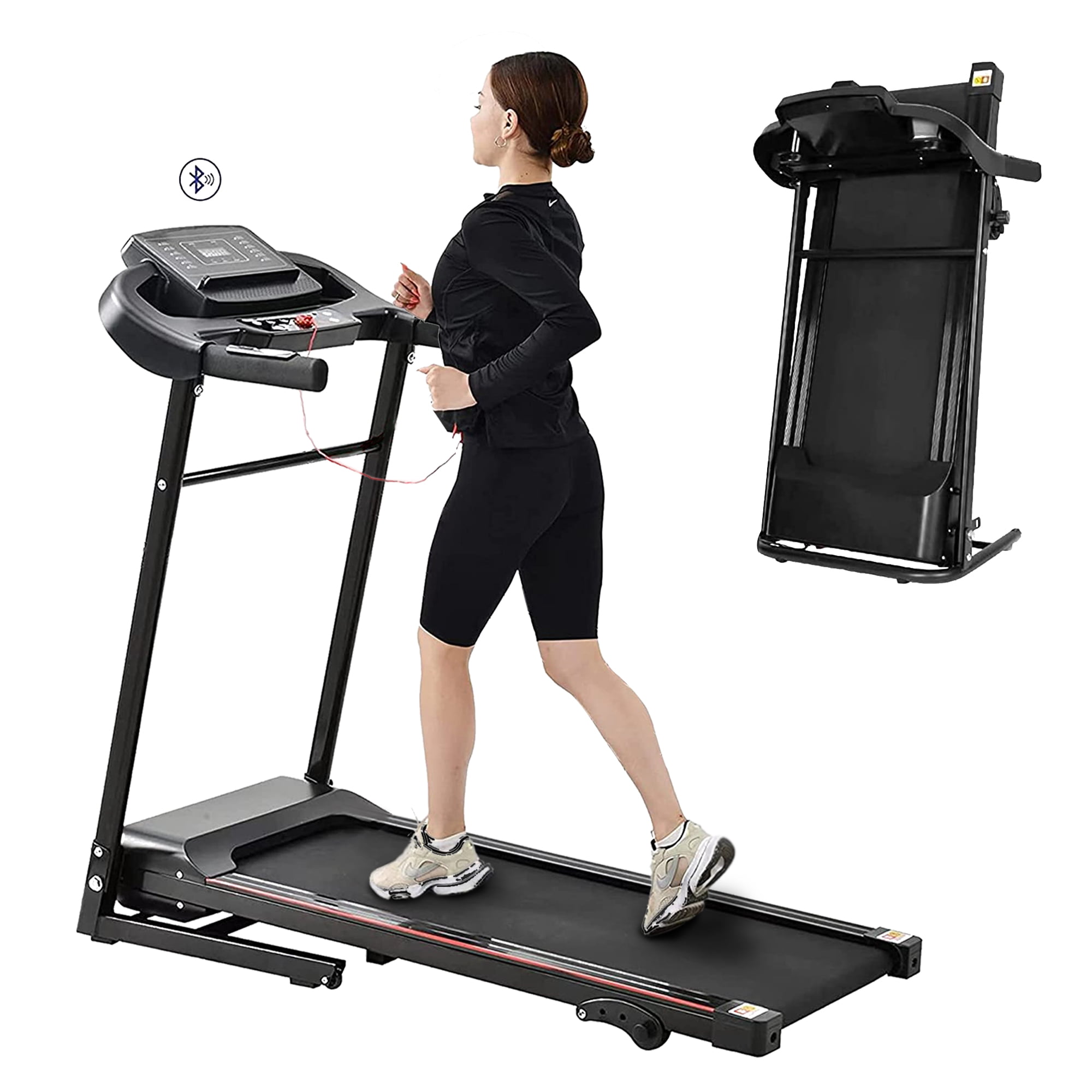YY 2.5HP Folding Electric Treadmill with 3 Manual Incline Running Machine for Home Jogging Running Walking 7.5MPH with 3 Modes | MP3 Player | 12 Programs | LCD Display |Traceable Dat,Black,JK913