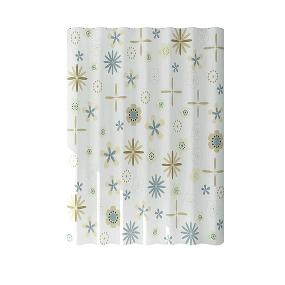 Waterproof Plastic Shower Curtain with Hooks - Fish & Floral Pattern, Durable Reinforced Hem, Rust-Resistant Grommets, Easy-Clean, Quick-Dry Bathroom