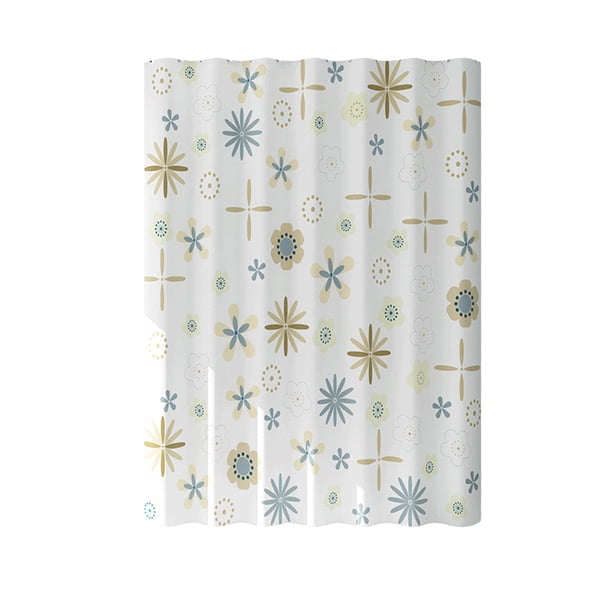 Yhmxh Decoración del baño Cortina de ducha de plástico impermeable con ganchos, diseño de peces y flores azules, ideal para decoración de baños y habitaciones. Gabinete de almacenamiento de baño