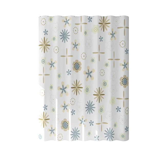 Shower Curtain Liner Fish Pattern Waterproof Hooks Blue