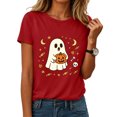 thumbnail image 2 of mgoYE Womens Halloween Shirt Funny Long Sleeve Halloween Thanksgiving Fall Pumpkin T-Shirts Graphic Tee Tops Women T-Shirt(Red,3XL), 2 of 7