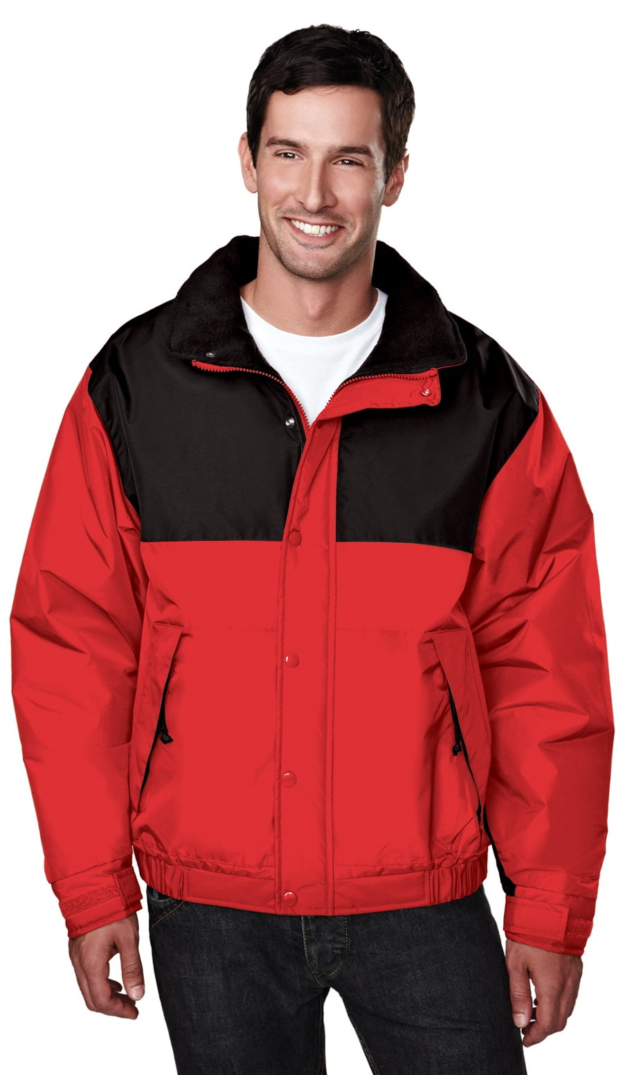 TriMountain Summit 8900 Colorblock Nylon Jacket, Large, Red/Black