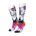thumbnail image 2 of Vsdgher Cool Colorful Wolf Print Thigh High Socks Extra Long Stretchy Sock Women Over Knee High Opaque Stocking Daily Wear, 2 of 5