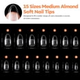thumbnail image 6 of Modelones Almond Gel Nail Tips, 240PCS Pre-Etched 40 Grit Half Matte Clear Full Cover Soft Gel Nails, 15 Sizes Medium Almond Fake Nail Tips for DIY Extensions Press On Nails for Women, 6 of 7