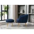 thumbnail image 2 of GTU Furniture Teddybear Plush Arm accent Chair with Gold Metal Legs with Ottoman Blue, 2 of 5