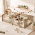 thumbnail image 2 of SESSLIFE Twin Montessori Floor Bed Frame with High Rails and Door, Wood Twin Floor Bed with Slats, Low Profile Kids Bed Frame for Boys Girls, No Box Spring Needed, Natural(No Door), 2 of 8