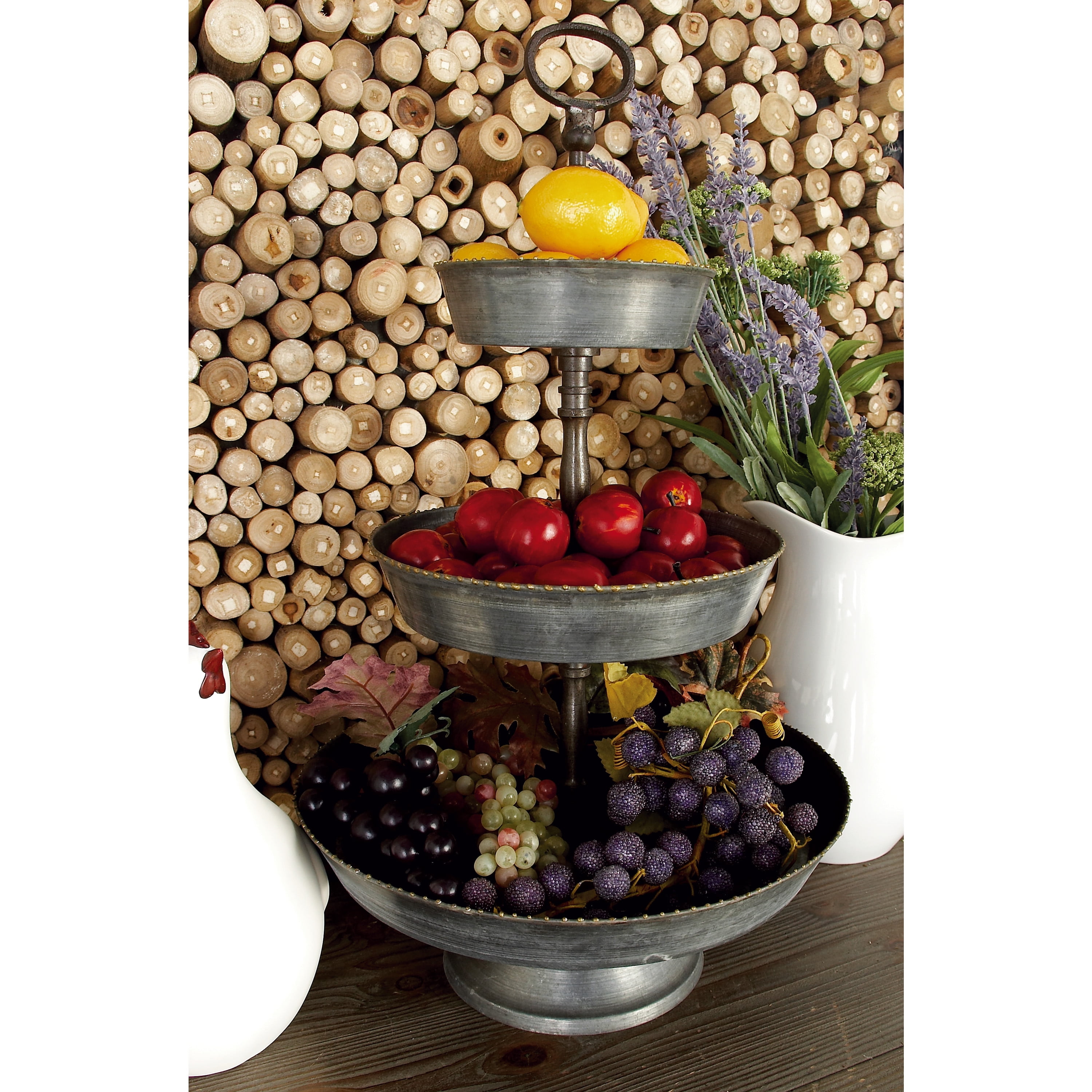 DecMode 13' x 22' Gray Metal Galvanized 3 Tiered Server, 1-Piece