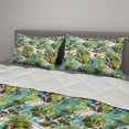 thumbnail image 2 of Botanical Comforter & Sham Bedding Set, Abstract Exotic Leaves Floral Art Grunge Print Illustration, 3 pcs Duvet Set Microfiber Filling Quilt, 5 Sizes, Seafoam Apple Green, by Ambesonne, 2 of 4