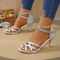 thumbnail image 2 of Ticikt Silver Gold Black Heels Strappy Heels for Women 3 Inch Stiletto Open Toe Sandals for Wedding Evening Party Homecoming, 2 of 9