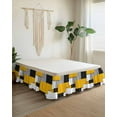 thumbnail image 2 of Black Yellow Patchwork Bed Skirt California King Size 16&nbsp;Inch Drop, Geometric Abstract Art Wrap Around Dust Ruffle Bedskirts, Wrinkle & Fade Resistant Easy Fit Bedskirt with Adjustable Elastic, 2 of 8