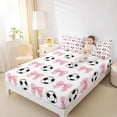 thumbnail image 3 of Erosebridal Soccer Ball Games Full Size Sheets For Kids,Kawaii Bowknot Bows Bed Sheets For Kids Girls 4 Pieces, 3 of 6