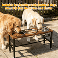thumbnail image 5 of 3 IN 1 Adjustable Height Elevated Dog Bowl Stand, Wooden Raised Dog Bowls with Three 58oz Stainless Steel Bowls & Mat for Small to Large Dog Breeds, 5 of 7