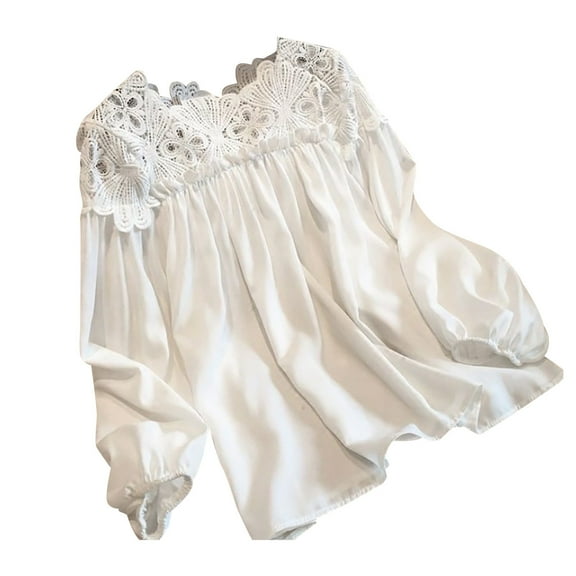 hotojiny Plus Size Tops for Women Casual Chiffon Long Sleeve Ruffle Shirts Fashion Loose Pleated Blouse