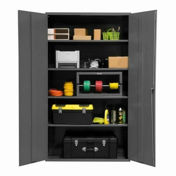 48 in. 16 Gauge Flush Door Style Lockable Storage Cabinet with 4 Adjustable Shelves, Gray