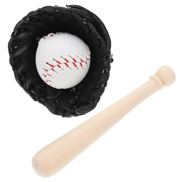 1 Set of Mini Baseballs Dollhouse Baseball Miniature Baseball Bat Glove Ball Sports Kit