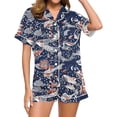 thumbnail image 2 of ALLLIST Short Sleeve Ladies Pajamas Floral Blue Button Down Shirts And Pants Pjs 2 Piece Comfy Sleepwear for Women, 2 of 6