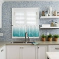 thumbnail image 6 of Teal Blue White Ombre Kitchen Curtains and Valances Set, Rod Pocket Curtains Tier Farmhouse Window Curtains 36 Inch Length, Abstract Line Texture Minimalism Gradient 3 Piece Kitchen Curtains Set, 6 of 6