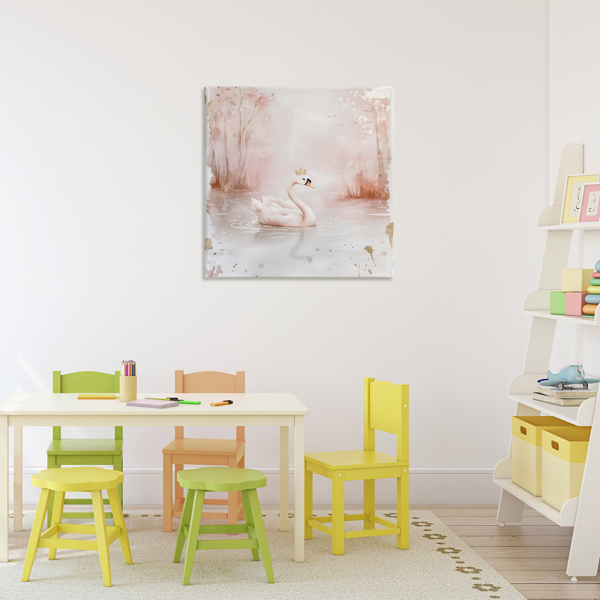 Stupell Industries Swan with Crown in Pastels Canvas Wall Art, design by Creative Studio