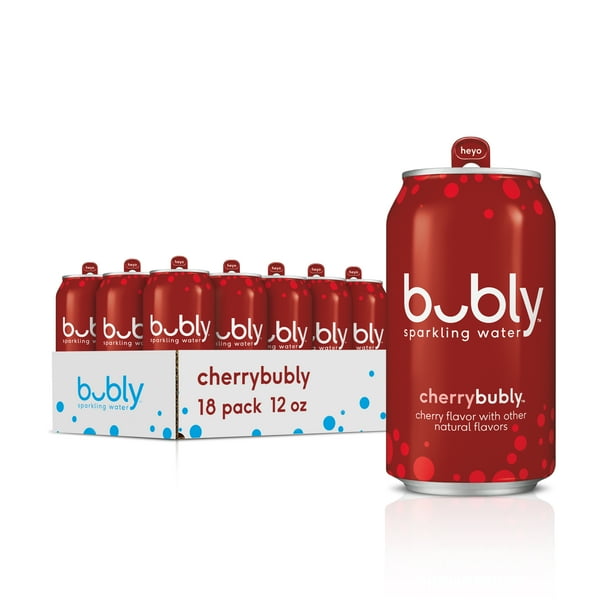 (18 Cans) bubly Sparkling Water, Cherry, 12 fl oz