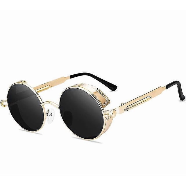 Vintage Steampunk Round Sunglasses Men Women Shade Round Lens Metal Frame