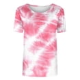 thumbnail image 4 of XWSHYW Womens Tops Oversized Blouses Crew Neck Short Sleeve 2025 Trendy Fashion Clothes Casual Loose Fit Gradient Print Dressy Casual Shirts Boho Shirts, 4 of 4