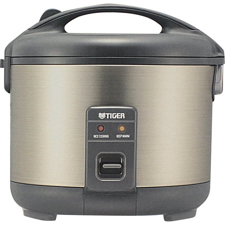 TIGER 10 CUP ELECTRIC RICE COOKER WARMER. KEEP WARM A MAXIMUM OF 12 HOURS. INCLUDES STEAM BASKET, SPATULA, AND RICE MEASURING CUP.